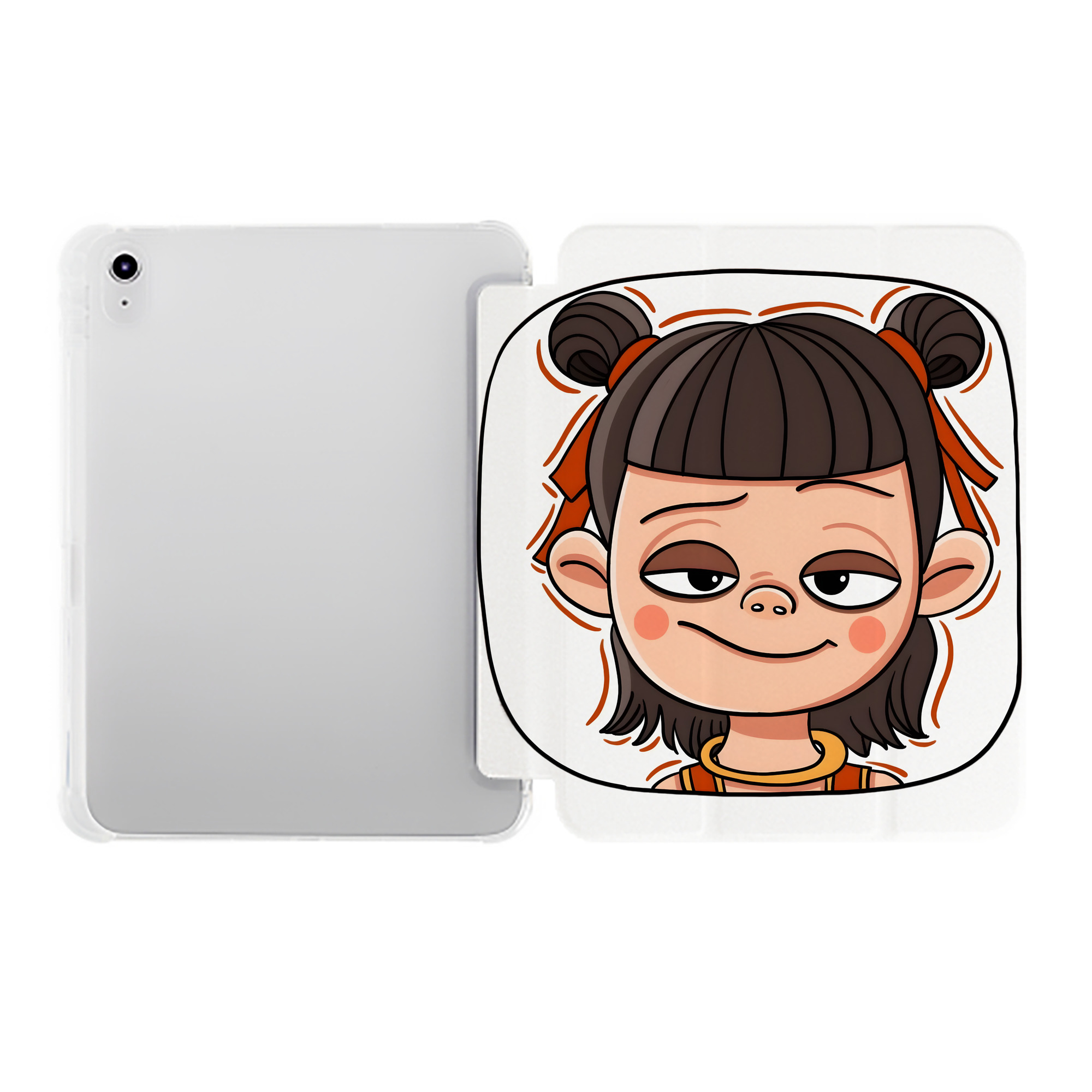 （画像用） Ne Zha 2 ナタ 魔童の大暴れ IPad ケース ペン収納付き 三つ折りスタンド PUレザー×シリコン 対応機種9.5/10.5/10.9インチ